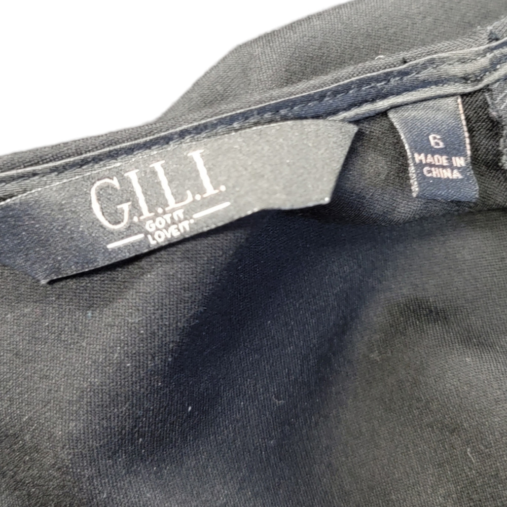 Gili Women's Zipper Sheath Dress 3/4 Sleeve Crew Neck Solid Black Size 6 - Picture 7 of 9